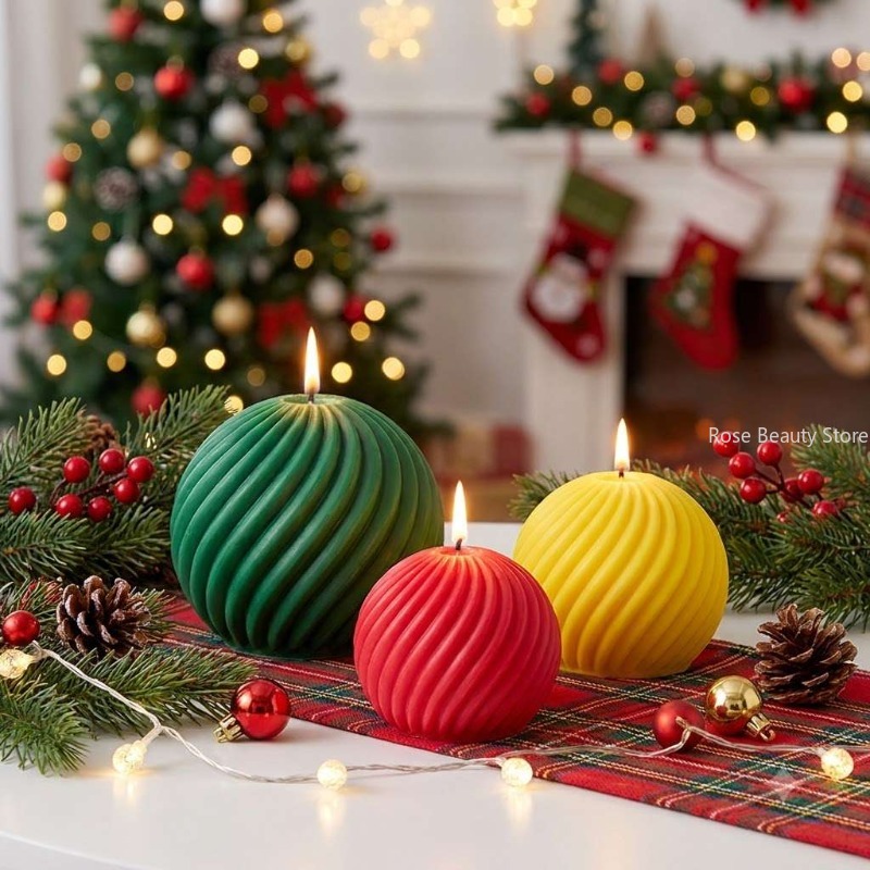 Ice Mold Sphere - Cetakan Silikon Lilin Bola Natal 3D,